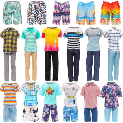 Miunana 11 pcs Boy Doll Clothes Outfits and Accessories Suit Tops Pant Shorts Swimming Trunk Shoes Casual Clothes Random Style for 12 Inch/30 cm Doll