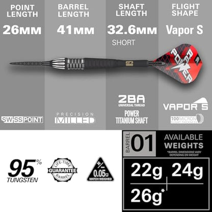 TARGET Darts Phil Taylor Gen 11 Power 9-Five Steel Tip Swiss Point Darts (3) Swiss Point Tool, 95% Tungsten Raw Power G11 | Generation 11 Phil Taylor Darts, Player Edition Swiss Points Dart Set