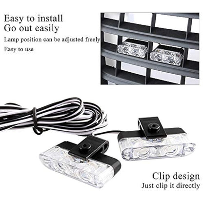 yifengshun 8 in 1 LED Emergency Strobe Lights for Trucks Vehicles Warning Flashing Guide Grille Flash DRL Police Car Motorcycle DC12V Wireless Remote Control (Blue & Red)