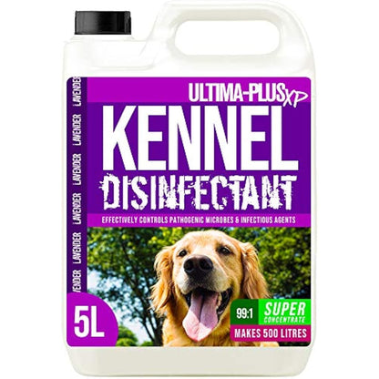 ULTIMA-PLUS XP Kennel Kleen - Disinfectant, Cleaner, Sanitiser, Deodoriser, Concentrated, For use in Kennels, Catteries, Hatches and More! Lavender Fragrance, 5 L