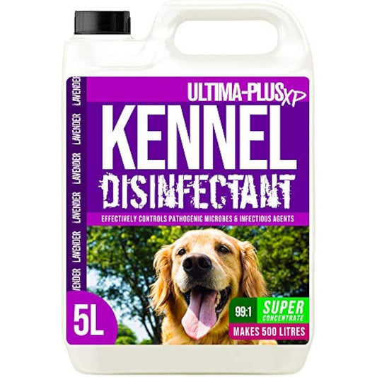 ULTIMA-PLUS XP Kennel Kleen - Disinfectant, Cleaner, Sanitiser, Deodoriser, Concentrated, For use in Kennels, Catteries, Hatches and More! Lavender Fragrance, 5 L