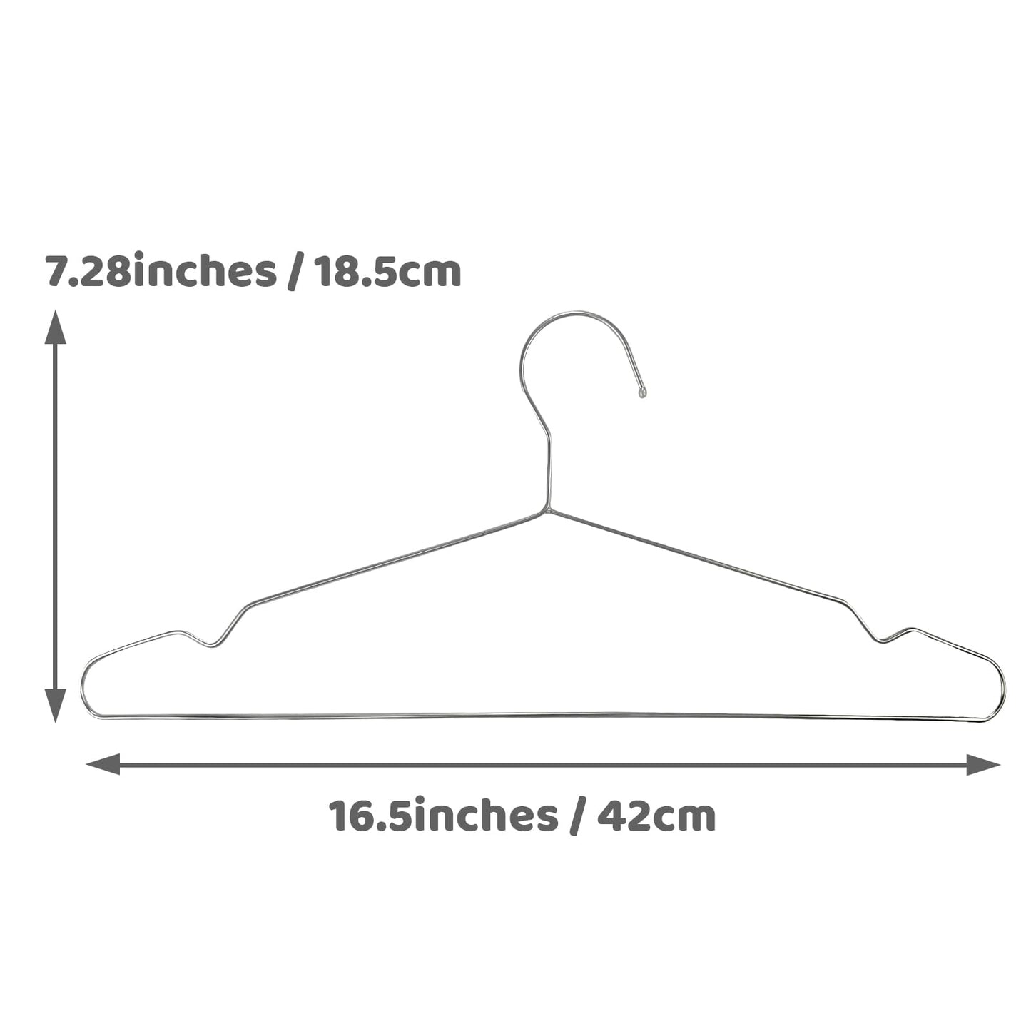 DARUITE Metal Wire Coat Hangers for Clothes, 42cm, Silver 10 Pack