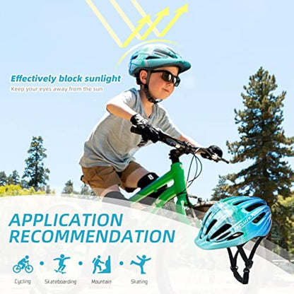 Kids Bike Helmet Exclusky Boys Girls Bike Helmet Adjustable Kids Cycle Helmet 50-57cm, Multi-Sport Kids Helmet Age 5-7-9-10-12, Bicycle Helmet Kids with Visor