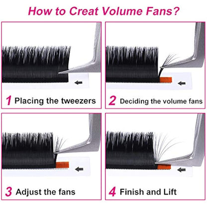 Fadlash Easy Fan Lashes D Curl 0.07 10-11-12mm Mixed Tray Russian Lashes Natural Look Self Fanning Eye Lashes Automatic Blooming Russian Eyelashes Extensions
