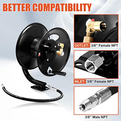 Tool Daily Pressure Washer Hose Reel, Heavy Duty Steel 30M Hose Reel for Pressure Washer