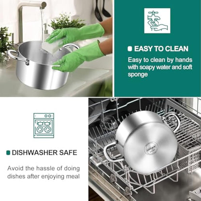 HaWare 7.7L Stock Cooking Pot, 26cm Tri-Ply Stainless Steel Soup Pot with Visible Lid, Large Induction Cooking Stockpot Suit for All Kitchen Stove Top, Healthy & Non Toxic, Easy Clean