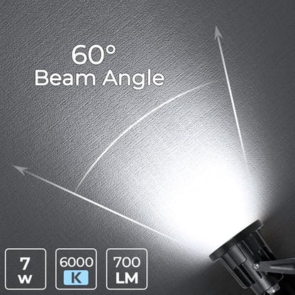 Milpoel COB LED Clip on Spot Lights, 7W, 3M Cord, IP65 Waterproof, for Indoor/Outdoor Pathway, Deck, Lawn, Patio, Walkway, Billboard (White Light, 2 Pack)