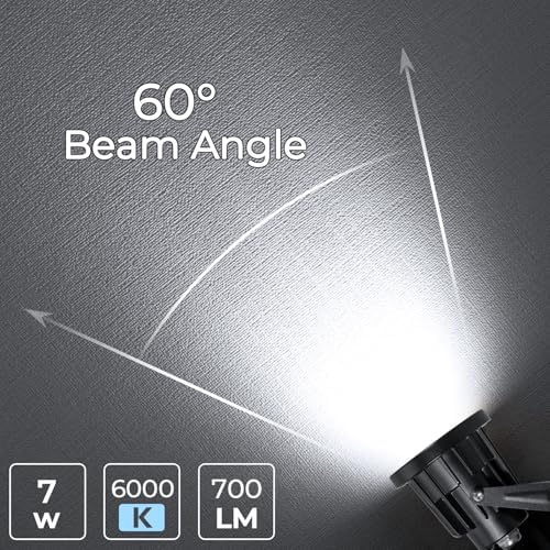 Milpoel COB LED Clip on Spot Lights, 7W, 3M Cord, IP65 Waterproof, for Indoor/Outdoor Pathway, Deck, Lawn, Patio, Walkway, Billboard (White Light, 2 Pack)