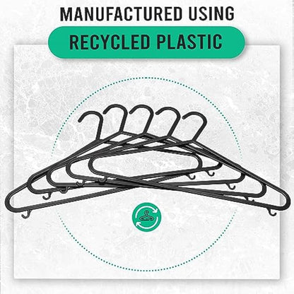 KAPCO Black Plastic Clothes Hangers – 50 Pack Strong Adult Coat Hangers for Wardrobe Organisation, Durable Hanger with Trouser Bar & Hooks, Space Saving, Slim for Clothes Rail & Storage | Bulk Buy