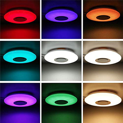 Horevo 24W Rainbow LED Ceiling Light with Remote Control, Music Bluetooth Speaker, APP Control, 40cm 2000LM Warm/Cold White, Modern RGB Dimmable
