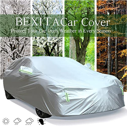 BEXITA Car Cover Waterproof Outdoor All Weather Windproof Snowproof UV Protection Full Car Covers Fit for Saloon; Size XL: MAX 201in/510cm