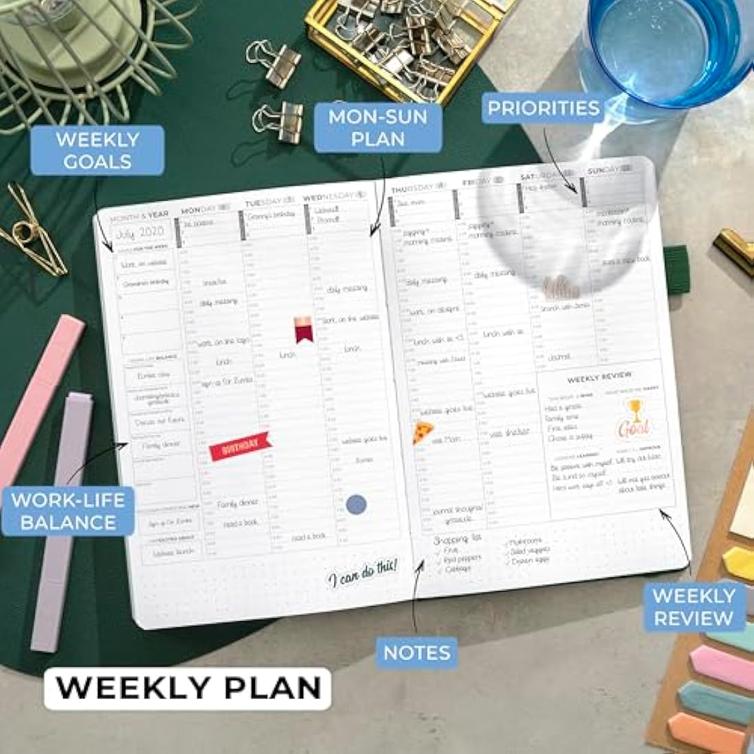 Clever Fox Planner Schedule – Undated Weekly & Monthly Life Planner with Time Slots, Appointment Book & Daily Organizer, A5 (Forest Green)