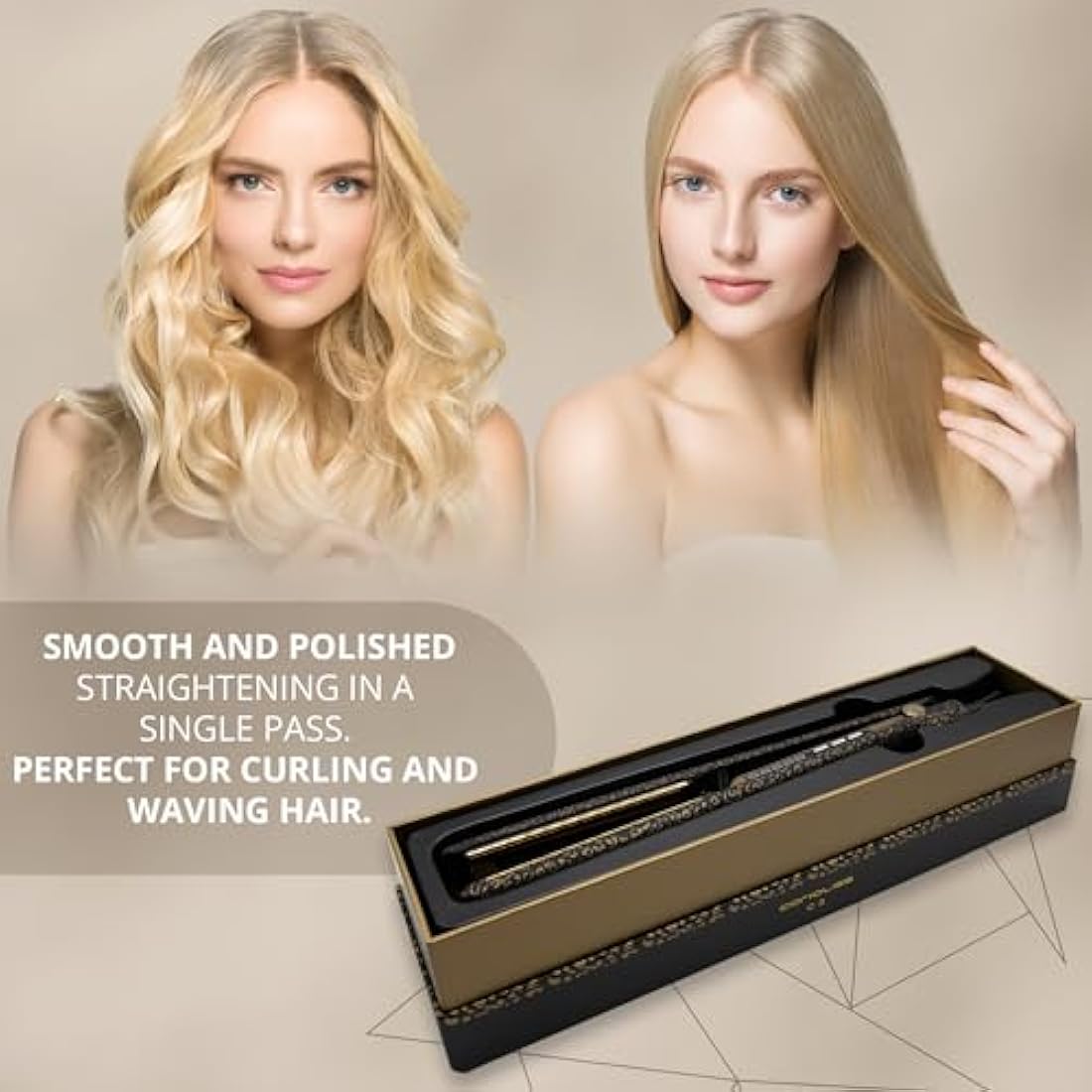Corioliss C3 Hair Straightener for Women | Professional Extra Long Titanium Plates | Ionic Flat Iron | Temperature Control 135°C-235°C | 20-Second Heat-Up | Travel Case | UK Plug | Leopard Gold