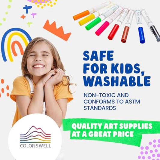 Color Swell Washable Bulk Markers 36 Packs 8 Count Vibrant Colors 288 Total Markers Bulk Perfect for Teachers, Kids and Classrooms