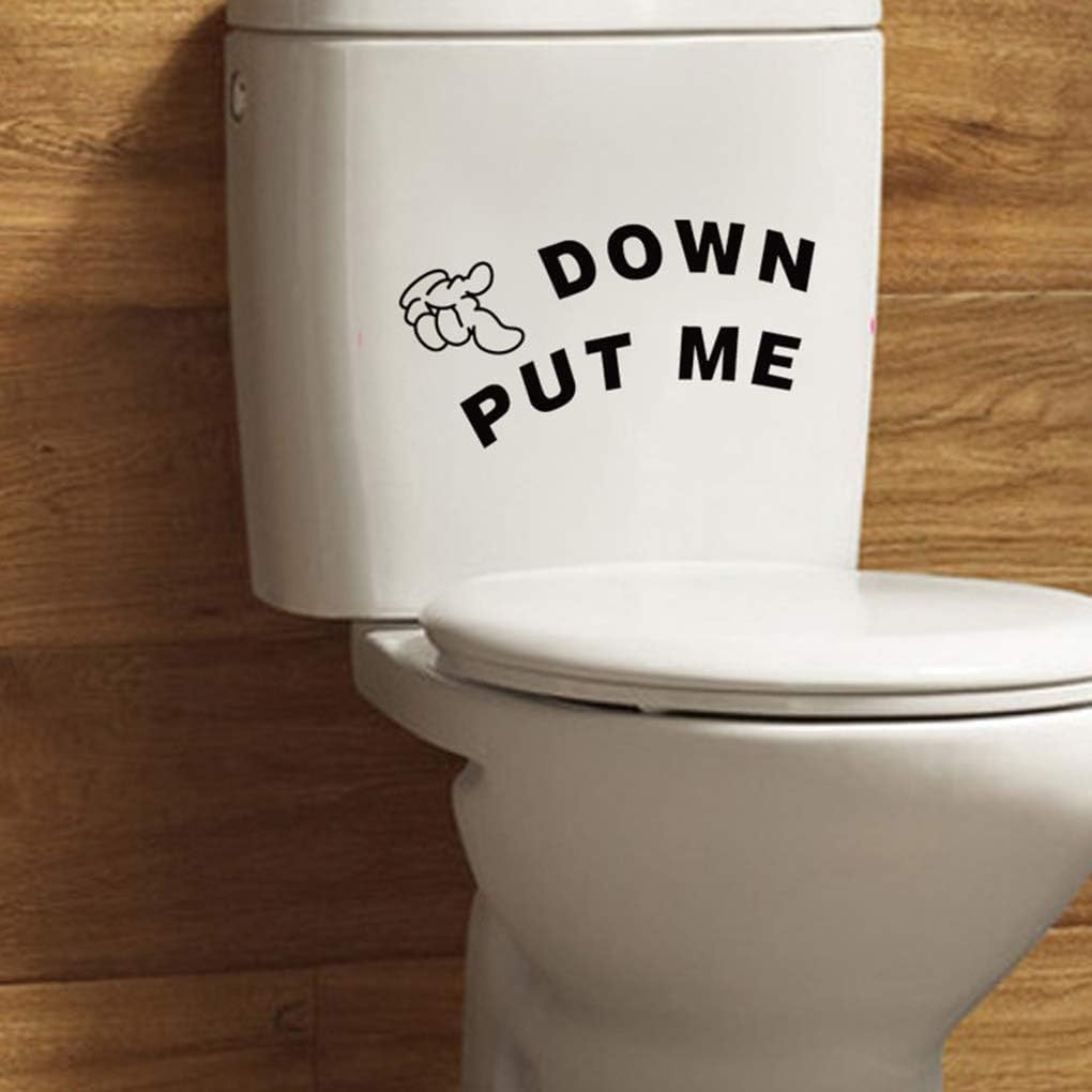 Toilet Lid Decals, Black Stylish Waterproof Adhesive Sticker Sign Put Me Down Gesture Hand Decal Bathroom Toilet Seat Sticker Toilet Lid Decals