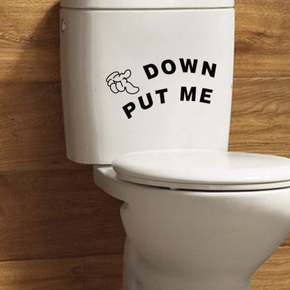 Toilet Lid Decals, Black Stylish Waterproof Adhesive Sticker Sign Put Me Down Gesture Hand Decal Bathroom Toilet Seat Sticker Toilet Lid Decals