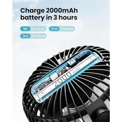 gaiatop Mini Portable Pram Fan, Rechargeable Small Clip on Fan for Stroller, Detachable 3 Speed 360° Rotate Flexible Tripod Handheld Desk Cooling for Car Seat Crib Treadmill Travel Black