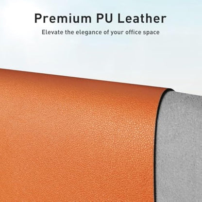 Aothia Leather Pad, Mouse Mat, Office Desk Mat, Non-Slip PU Leather Desk, Laptop Desk Pad, Waterproof Desk Writing Pad for Office and Home(60x35cm,H Orange)