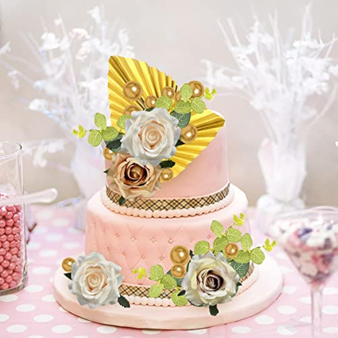 27pcs Rose Flower Cake Topper, Birthday Cake Decoration Set, Baking Dessert Decoration Accessories, Wedding Flower Wall Decoration, Suitable for Wedding Party, Birthday Party, Holiday Decoration