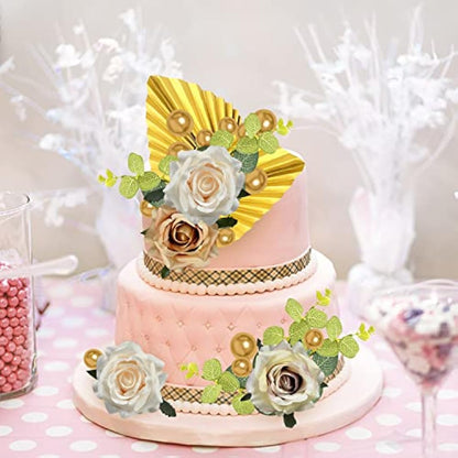 27pcs Rose Flower Cake Topper, Birthday Cake Decoration Set, Baking Dessert Decoration Accessories, Wedding Flower Wall Decoration, Suitable for Wedding Party, Birthday Party, Holiday Decoration