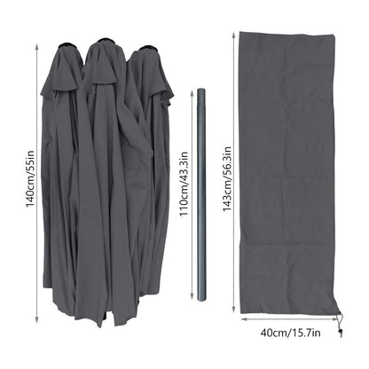 VOUNOT 4.6m Double Garden Parasol, Extra Large Rectangular Patio Table Umbrella, with Crank Handle, Protective Cover, UV 50+, Grey