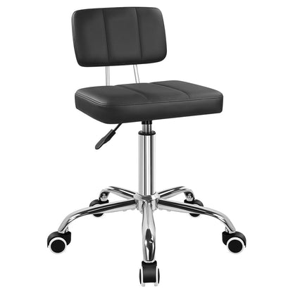 FURWOO Minimalist Square Office Chair with Backrest 360-Degree Swivel Stool with Wheels Height Adjustable Chair Suitable for Home Work Shop Task Spa