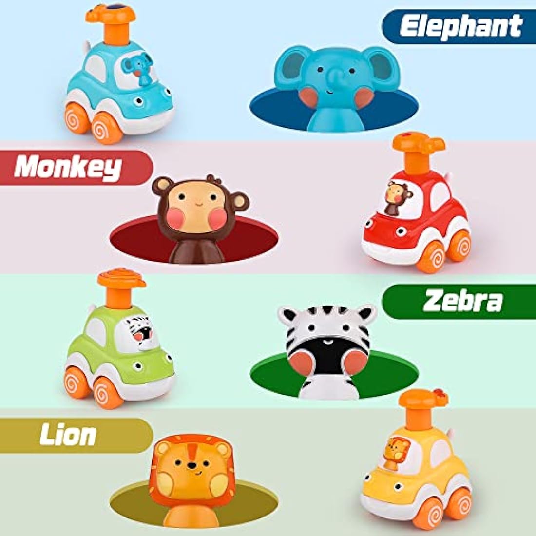 Own1one Toddler Toy Cars, Baby Toy Car for 1 Year Old Boys, 4Pcs Press Go Toy Car Gifts for 1 2 3 Year Old Boys Girls