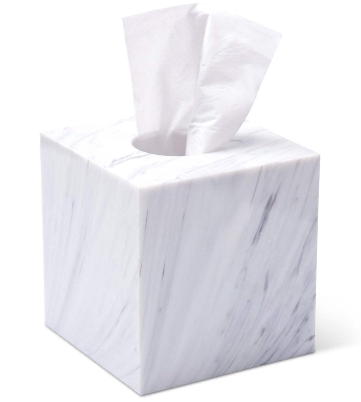 Tissue Box Cover Holder Square Marble Tissue Box Holder Bathroom Vanity Nightstand Bedroom Livingroom Decorative Decor Toilet Organizer Tissues