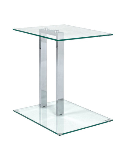 HAKU Side table, Chrome Metal, Coffee Table, Safety Glass 8 mm – Dimensions: W 45 x H 50 x D 35 cm Style: Modern