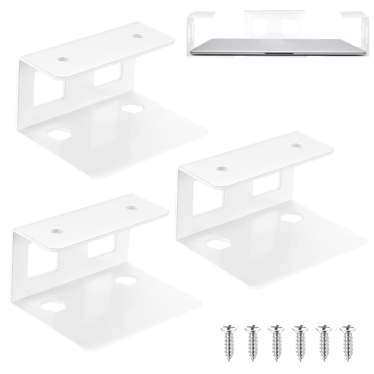 qiwuhai 3 Pcs Under Desk Laptop Mount, Under Table Laptop Holder Storage, Metal Under Desk Holder