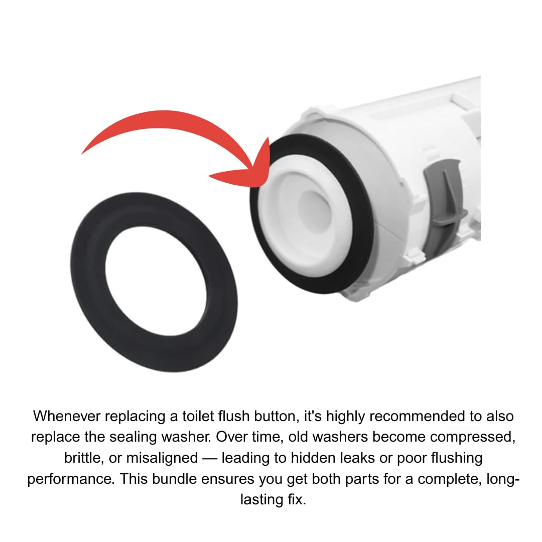 Dual Flush Toilet Button, Compatible with Twyford Optima49, Siamp CF1003CP, Replacement Set with Sealing Washer for 38-42mm Cistern Holes