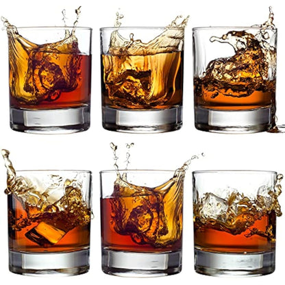 CRYSTALIA Luxury Whiskey Glasses Set of 6, 100% 305ml Heavy Base Tumbler Glasses, Old Fashioned, Bar Drinking Glasses for Whiskey and Irish Whisky