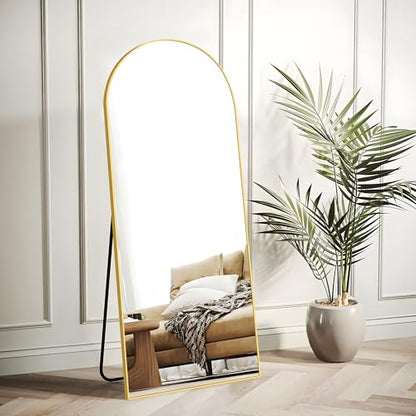 COFENY Arch Full Length Mirror, 165 x 60 cm Gold Full Mirror with Aluminum Frame Standing Leaning or Hanging for Bedroom Living Room Entryway