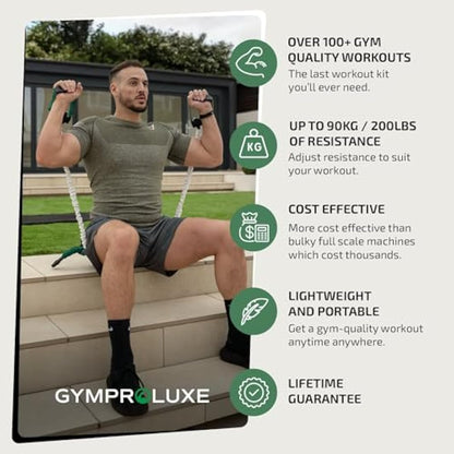 Gymproluxe Original Portable Gym - Resistance Exercise Band Set for Home Gym - 90KG Resistance Band Set for Men and Women - Multi Gym Fitness Equipment for Home Workout…