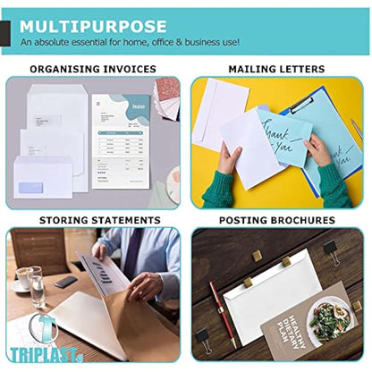 Triplast 100 x C5 Window Self Seal Security Envelopes (Size: 229x164mm) | Address Window, Self Sealing & Printer Safe Mailing Paper Envelopes | Ideal for Everyday Home, Office & Commercial Use
