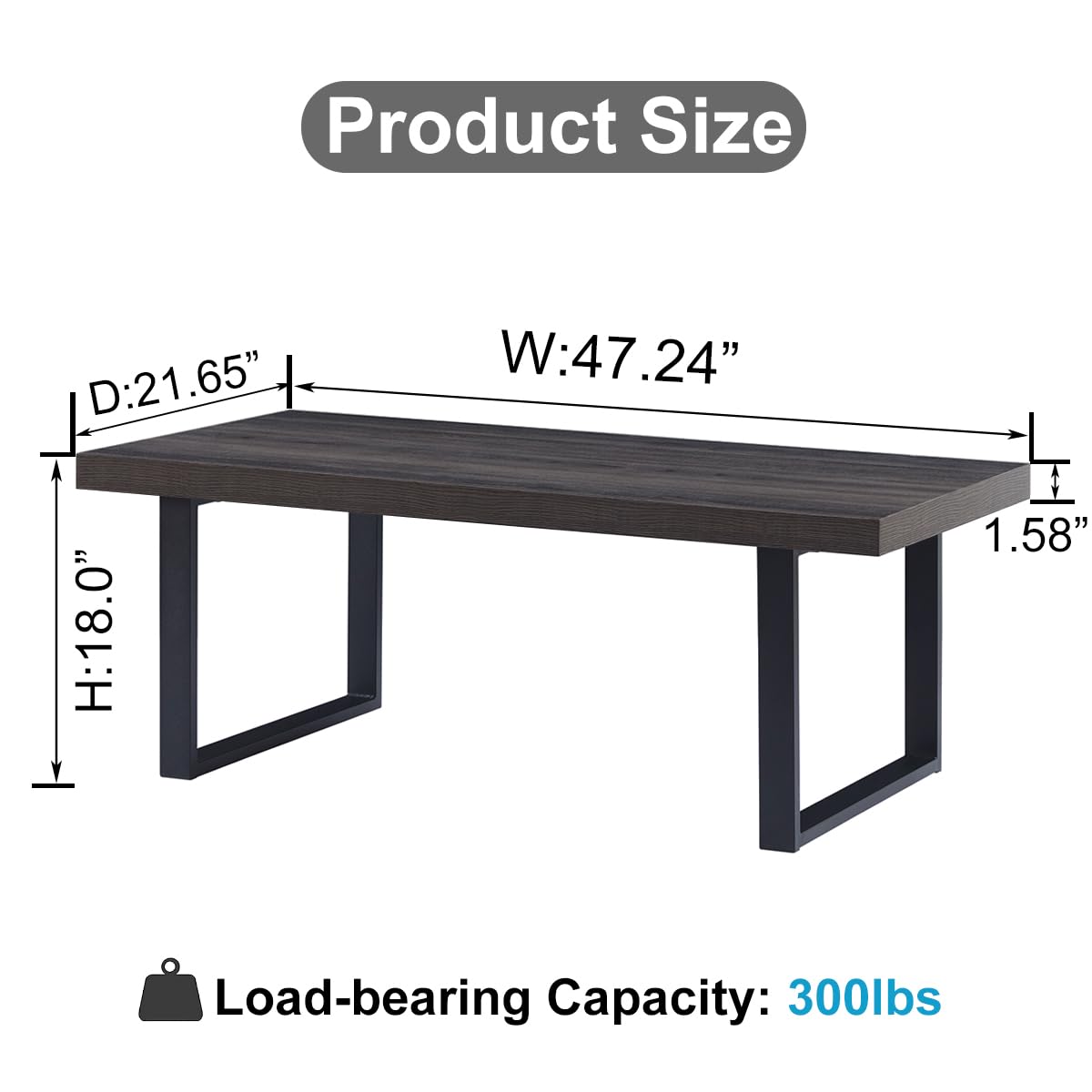 IBF Coffee Table Living Room Wooden Center Coffee Tables 120cm Dark Oak