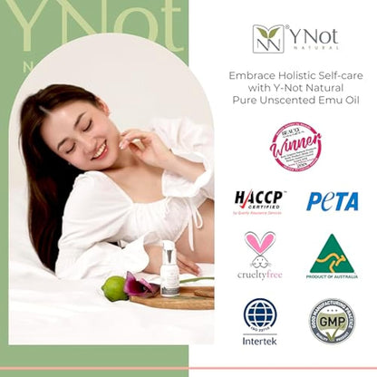 Y-Not Natural Ultra Pure Australian Emu Oil - Luxury, Hospital Grade Emu Oil 200 ml | Free Range Aboriginal Omega 3,6& 9 Oil Infused w/Lemongrass-The Ultimate Moisturizer for Skin,Hair,Nails,and Scalp