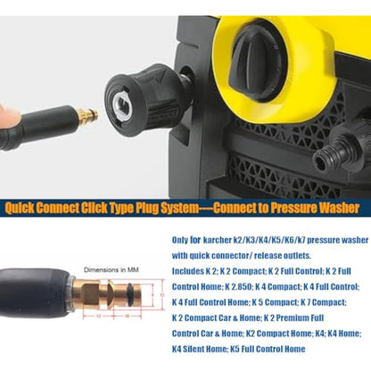 OHAYORI 15M High Pressure Washer Hose Jet Wash Replacement Hose with Quick-Fitting Pipe Union A for Karcher K2 K3 K4 K5 K6 K7 Car Wash Water Gun (M22 14MM Hose Connector & Quick Adapter for Karcher)