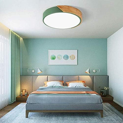 minifair Round Trichromatic Dimming LED Ceiling Light Flush Mount,Green,12inch/30cm