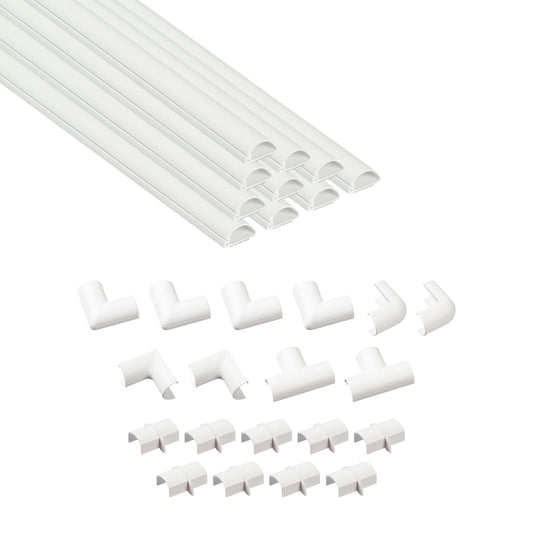 D-Line Micro+ Cable Trunking 4-Meter Pack, Half Round Cable Cover, Paintable, Self-Adhesive Wire Cover, Hide TV Wires, Cable Management - 10x 20mm (W)