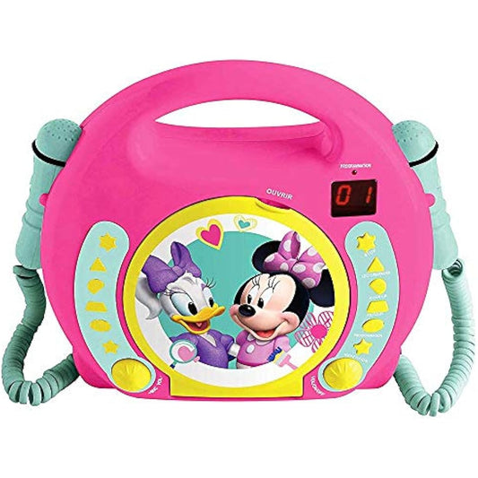 Lexibook, Disney Minnie, Portable CD player with Microphones, Music Player, Repeat and Programming, Karaoke, Headphones jack, Pink, RCDK100MN