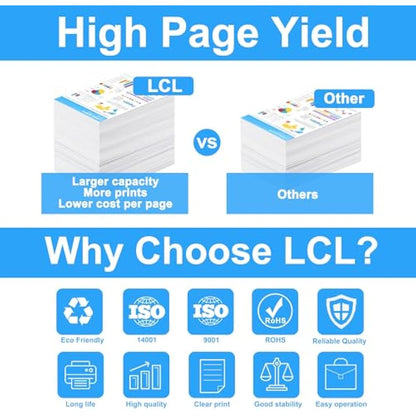 LCL 711XL High Yield Ink Cartridge Replacement for HP 711 711XL 711 XL for HP T120 24 T120 610 T520 24 T520 36 T520 610 T520 914 T125 24 T530 T130 T525 (2BK 2C 2M 2Y)