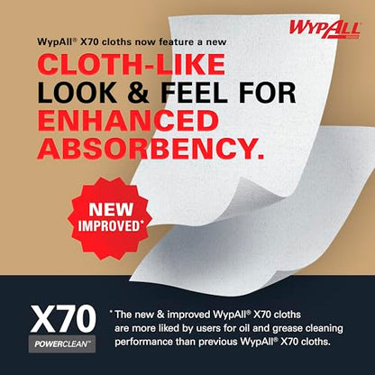 WypAll X70 Power Clean Cleaning Cloths 8381 - Reusable Cloths - 1 Right Rag Box x 300 White, Absorbent Cloths