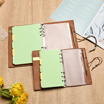 WONDERPOOL A5 Leather Diary Lined Paper Notebook & Pen - Refillable 6 Ring Binder Writing Spiral Journal with Ruled Notepads for Office Travel Work and Plan Agenda(a-Maroonpink, A5)