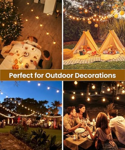 ZYRIVON Outdoor Lights Mains Powered, 20M/66Ft 30+2 LED Garden Lights, Shatterproof Waterproof Outside Lights, Warm White String Lights for Garden, Yard, Wedding, Christmas, Gazebo, Fence, Roof, Party