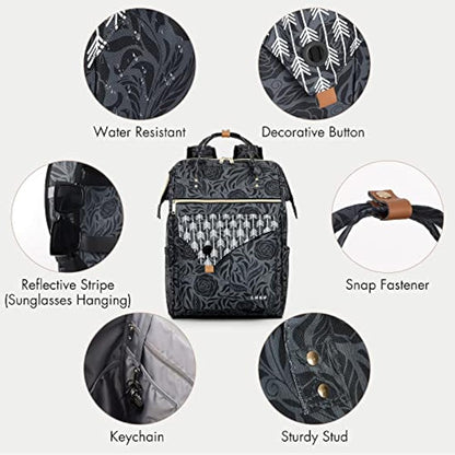 Lekesky Laptop Rucksack Bag15.6 Inch Computer Backpack School Bag for Travel Business College Women Men-Black Rose