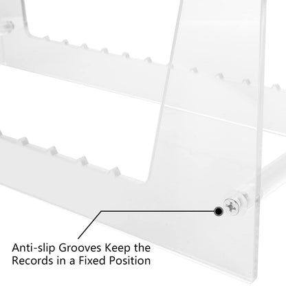 YAYODS Clear Vinyl Record Storage - Premium Acrylic Display Stand for up to 50 LPs, Concise Desktop Album Storage Holder