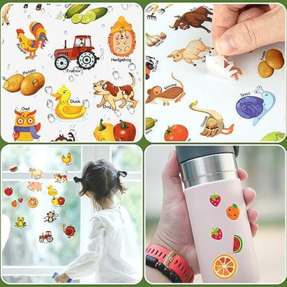 ASTARON Reusable 3D Puffy Sticker Book for Kids 3-6, Cute Waterproof Farm Harvest Stickers 88 Pcs, Puffy Sticker Game Travel Stickers and Educational Sensory Learning Toy Busy Book