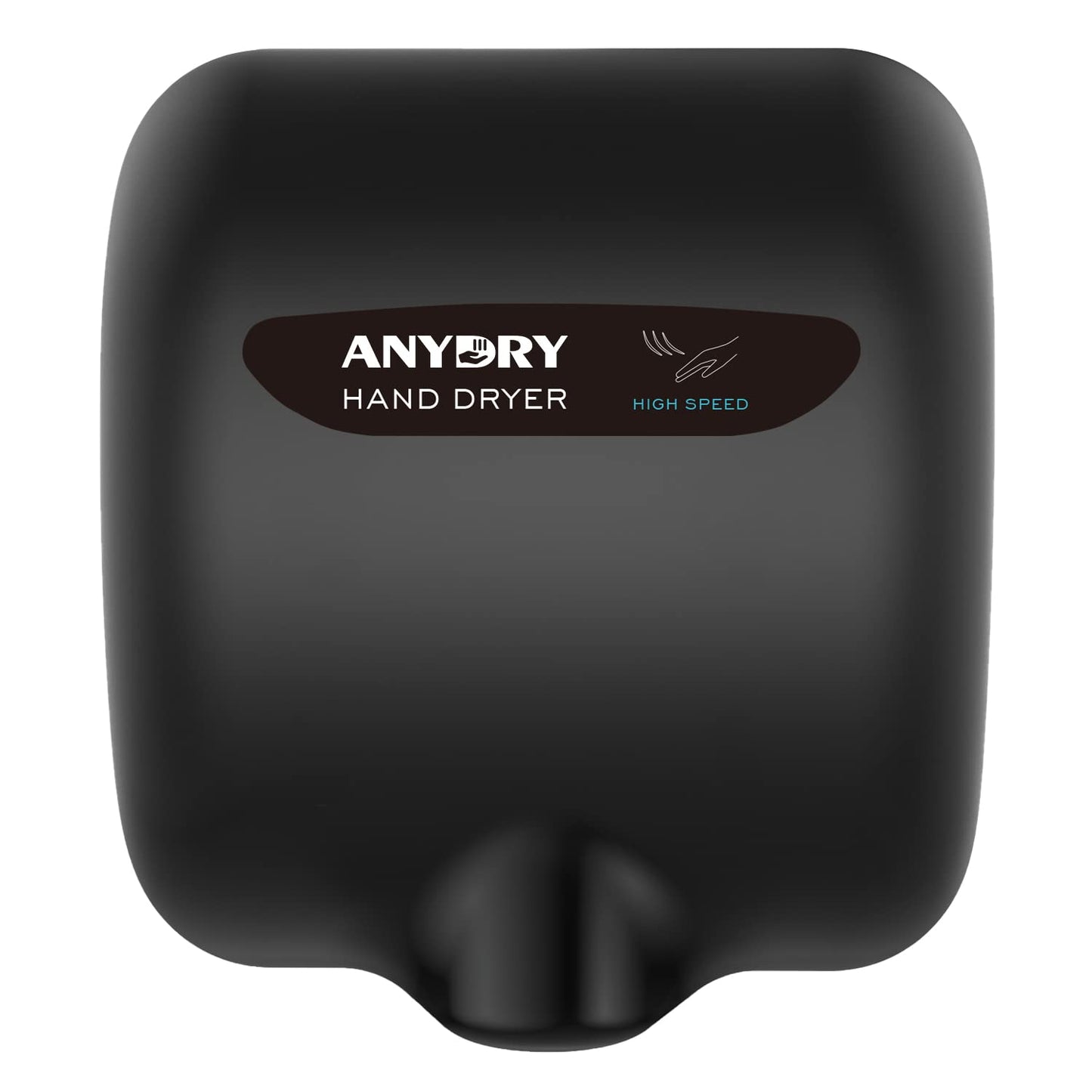 anydry 2800B Commercial Hand Dryer For Toilets,Heavy Duty Stainless Steel Electric Hand Dryers,With Banner.(Matte Black)