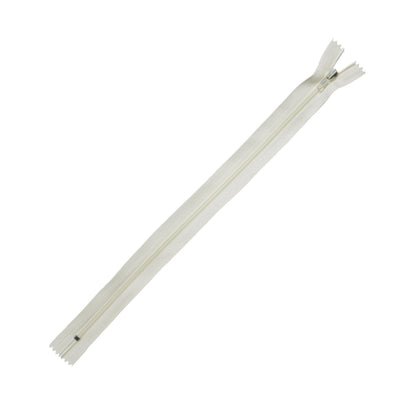 Trimz 30cm (~12inch) Cream one Way end Stop Zip with 4mm Teeth 1 Pc, Polyester, 30 cm